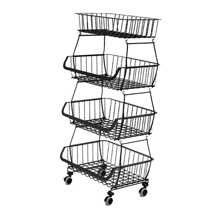 Crofta Fruit Basket for Kitchen with Wheel Multi Tier Storage Container for Pantry 4 layers