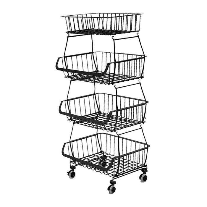 Crofta Fruit Basket for Kitchen with Wheel Multi Tier Storage Container for Pantry 4 layers