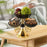 Crofta Rotating Snack Serving Tray Rotatable Veggie Platter for Cafe Home Household Black Petal Shaped