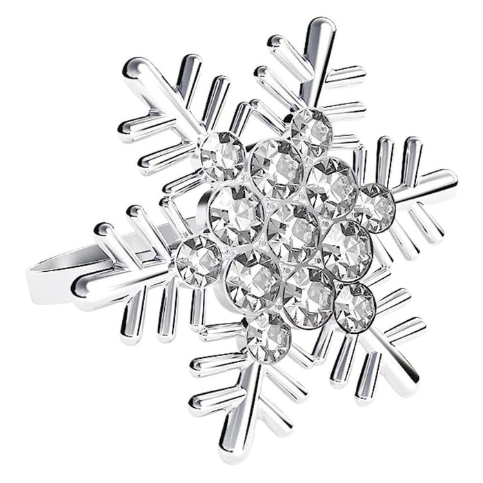 Crofta 12Pcs Christmas Snowflake Napkin Rings Holders for Thanksgiving Wedding Party silver