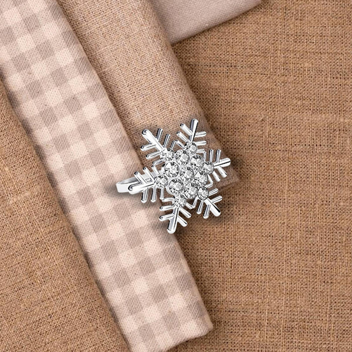 Crofta 12Pcs Christmas Snowflake Napkin Rings Holders for Thanksgiving Wedding Party silver