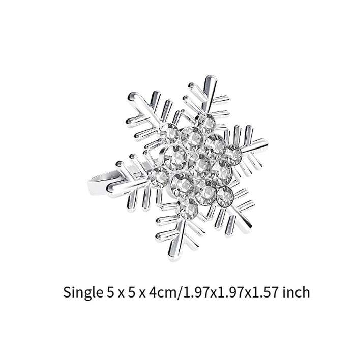 Crofta 12Pcs Christmas Snowflake Napkin Rings Holders for Thanksgiving Wedding Party silver