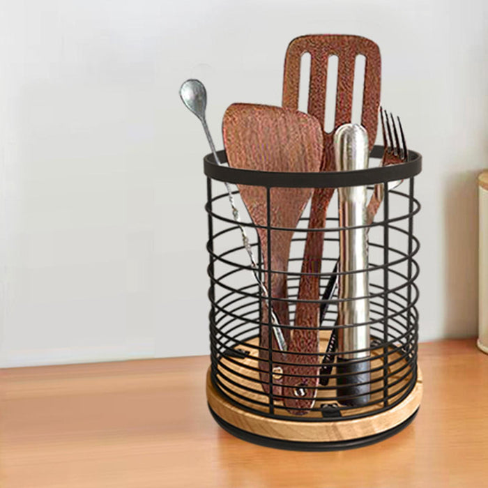 Crofta Rotating Utensil Holder Utensil Storage Organizer for Home Farmhouse Counter