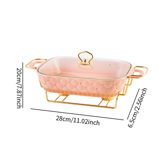 Crofta Buffet Dish Tray Chafer Clear Lid Casserole Dish for Holidays Picnic Parties pink