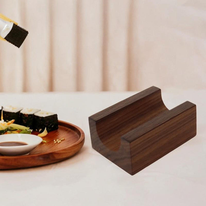 Crofta Taco Plate Dinnerware Wood Sushi Tray for Parties Gatherings Home Restaurant U shape dark wood