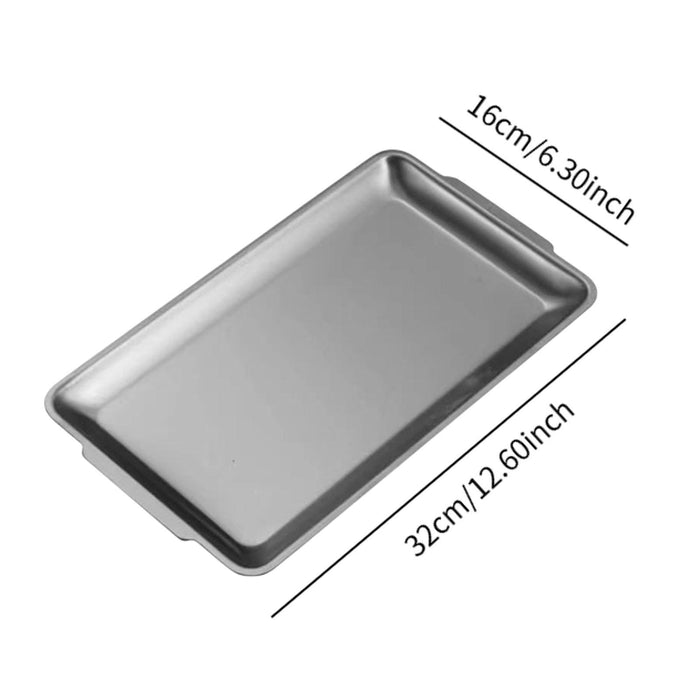 Crofta Stainless Steel Serving Platter Vanity Organizer Tray for BBQ Parties Buffet 32x16cm