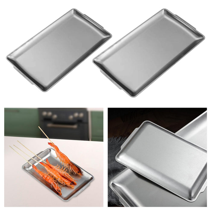 Crofta Stainless Steel Serving Platter Vanity Organizer Tray for BBQ Parties Buffet 32x16cm