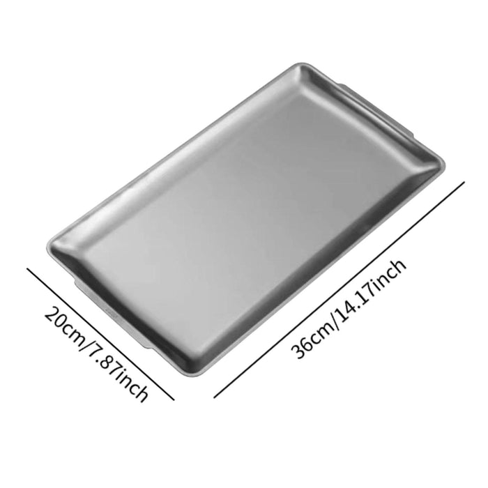 Crofta Stainless Steel Serving Platter Vanity Organizer Tray for BBQ Parties Buffet 36x20cm