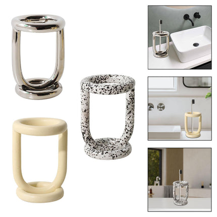 Crofta Toothbrush Holder Bathroom Vanity Toothpaste Holder for Hotel Dormitory Sink Silver