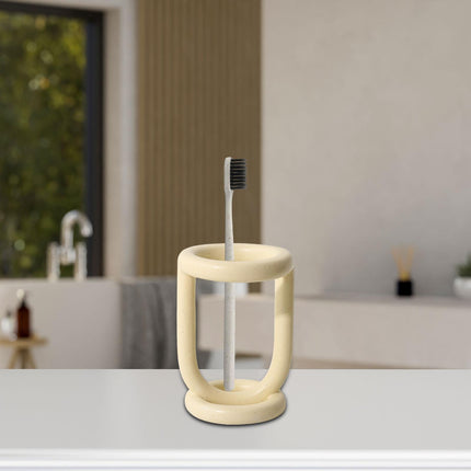 Crofta Toothbrush Holder Bathroom Vanity Toothpaste Holder for Hotel Dormitory Sink Yellow