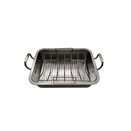 Crofta Turkey Roasting Pan Shaped Rack Turkey Roaster Tray for BBQ Baking Veggies 41cmx31cmx9.5cm