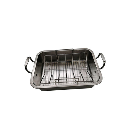 Crofta Turkey Roasting Pan Shaped Rack Turkey Roaster Tray for BBQ Baking Veggies 41cmx31cmx9.5cm