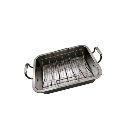 Crofta Turkey Roasting Pan Shaped Rack Turkey Roaster Tray for BBQ Baking Veggies 41cmx31cmx9.5cm