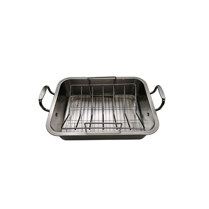 Crofta Turkey Roasting Pan Shaped Rack Turkey Roaster Tray for BBQ Baking Veggies 41cmx31cmx9.5cm