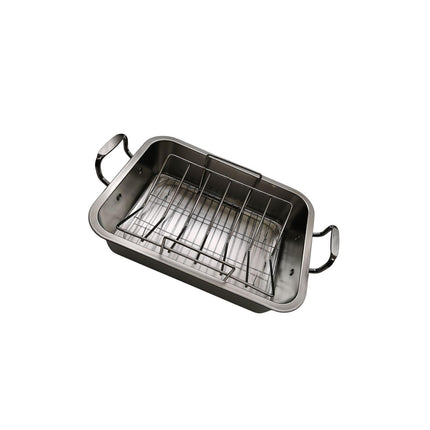 Crofta Turkey Roasting Pan Shaped Rack Turkey Roaster Tray for BBQ Baking Veggies 39cmx29cmx10cm