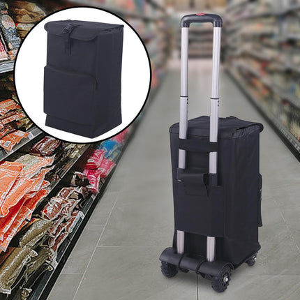 Crofta Shopping Cart Bag Folding Large for Fold up Hand Truck Grocery Shopping Cart Black