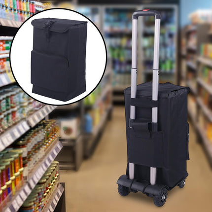 Crofta Shopping Cart Bag Folding Large for Fold up Hand Truck Grocery Shopping Cart Black