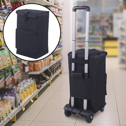 Crofta Shopping Cart Bag Folding Large for Fold up Hand Truck Grocery Shopping Cart Black