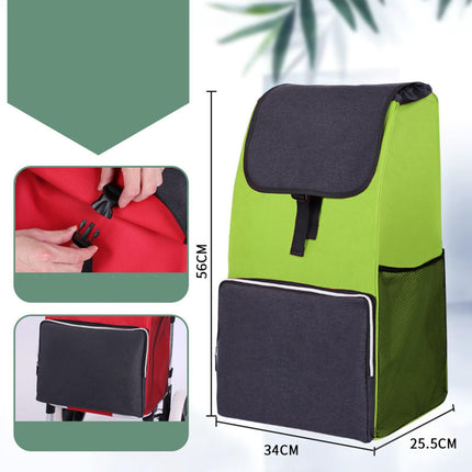 Crofta Shopping Cart Bag Portable with Front Pocket Trolley Accessories Storage Bag green