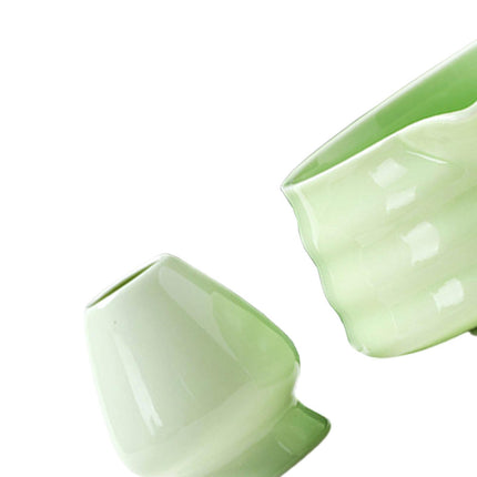 Crofta 2Pcs Matcha Bowl and Whisk Holder Tea Utensils for Living Room Beverage Gift Light Green