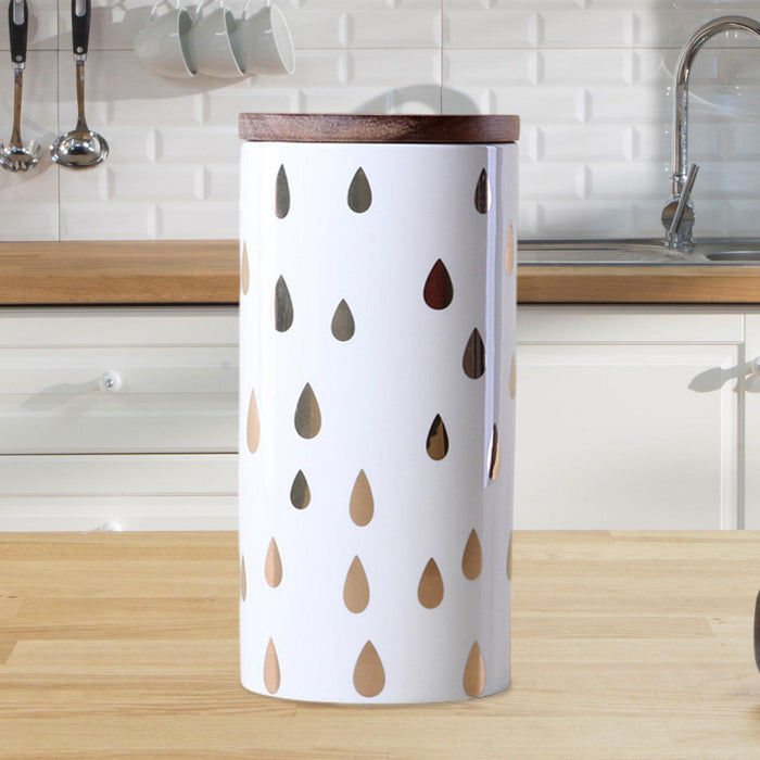 Crofta Crofta  Ceramic Storage Jar with Lid Storage Container Jar for Flour Cookie Jar Nuts Raindrop