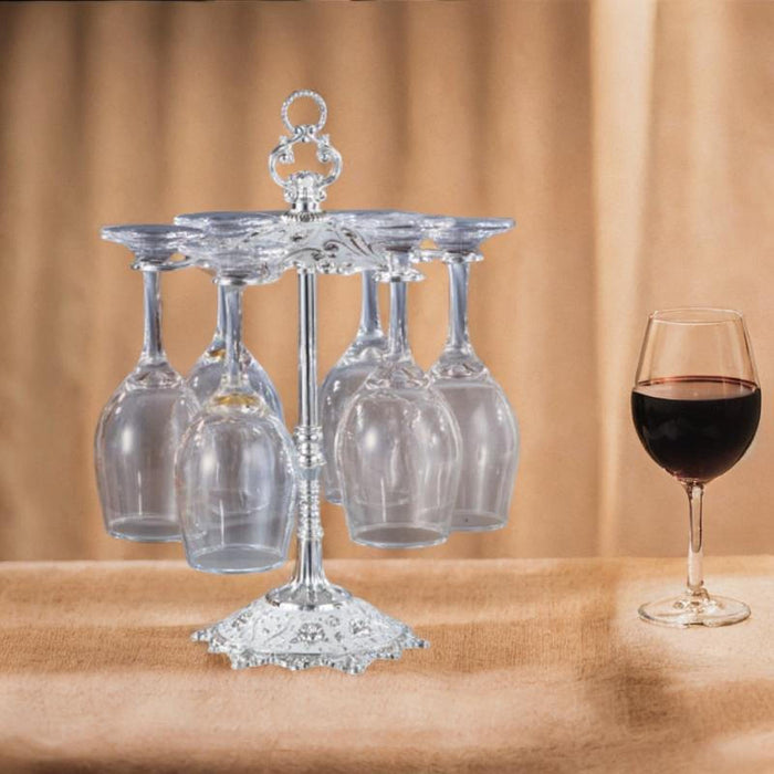 Crofta Wine Glasses Drying Rack Tabletop Glass Display Hanger for Wine Cabinet Home Argent A