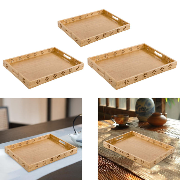 Crofta Bamboo Serving Tray Stylish Coffee Table Serving Tray for Lunch Dinner Table 33x22x5cm