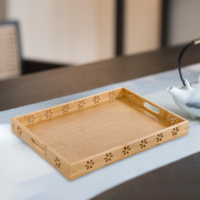 Crofta Bamboo Serving Tray Stylish Coffee Table Serving Tray for Lunch Dinner Table 33x22x5cm