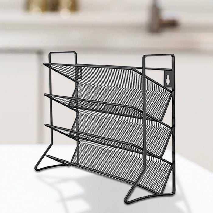 Crofta Spice Rack Organizer 4 Layer Seasoning Organizer for Kitchen Bathroom Pantry black