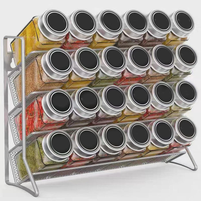 Crofta Spice Rack Organizer 4 Layer Seasoning Organizer for Kitchen Bathroom Pantry silvery