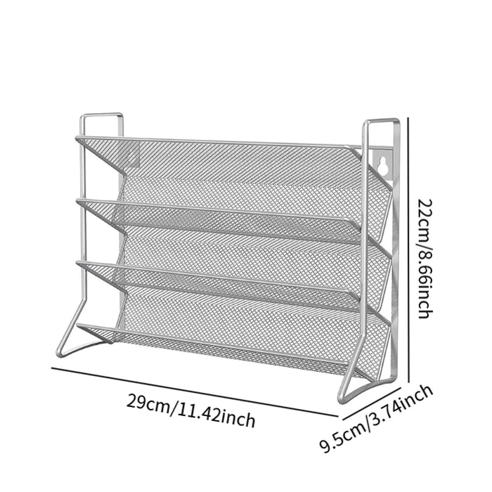 Crofta Spice Rack Organizer 4 Layer Seasoning Organizer for Kitchen Bathroom Pantry silvery