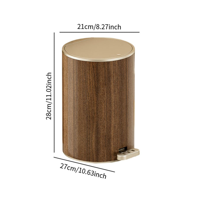 Crofta Wood Grain Trash Can with Lid Stylish Waste Bin for Hotel Toilet Living Room 9L