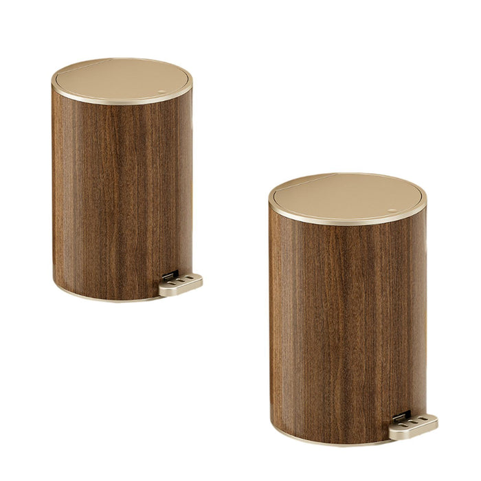 Crofta Wood Grain Trash Can with Lid Stylish Waste Bin for Hotel Toilet Living Room 9L