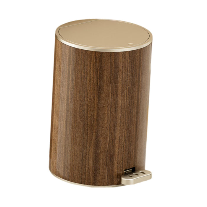 Crofta Wood Grain Trash Can with Lid Stylish Waste Bin for Hotel Toilet Living Room 9L