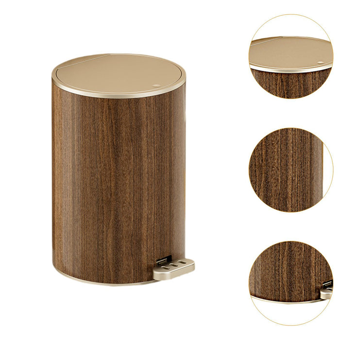 Crofta Wood Grain Trash Can with Lid Stylish Waste Bin for Hotel Toilet Living Room 9L