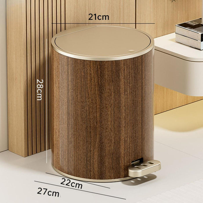 Crofta Wood Grain Trash Can with Lid Stylish Waste Bin for Hotel Toilet Living Room 9L