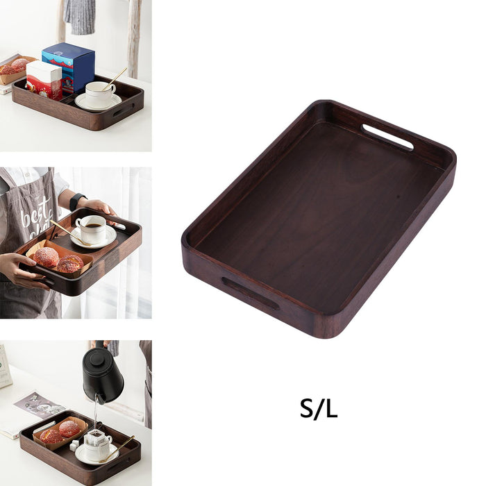 Crofta Wooden Serving Tray Wood Bed Tray Rustic Rectangle for Snacks Coffee Kitchen S