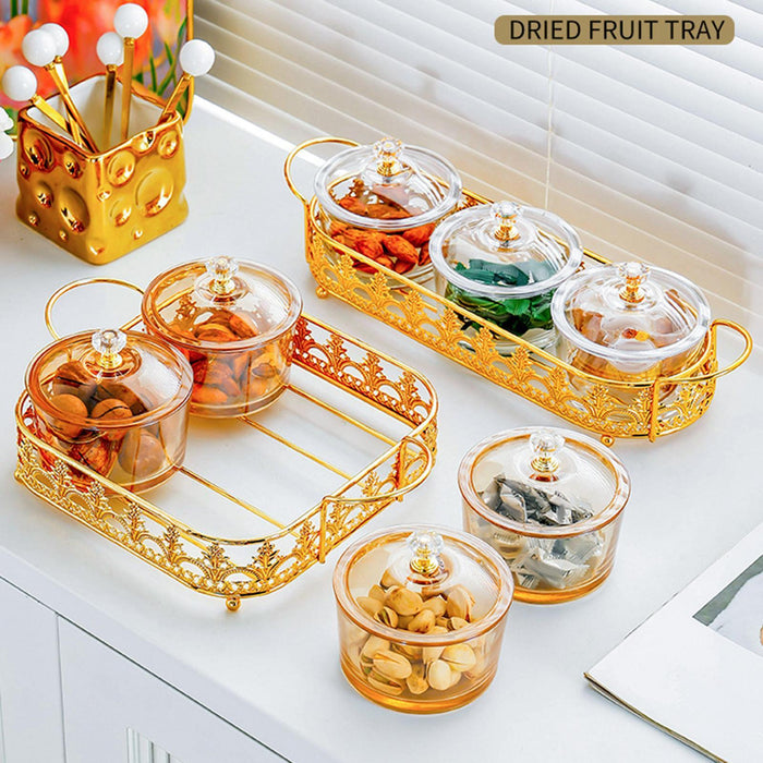 Crofta Dried Fruit Plate Multi Compartment Lightweight for Home Living Room Kitchen 3  trays