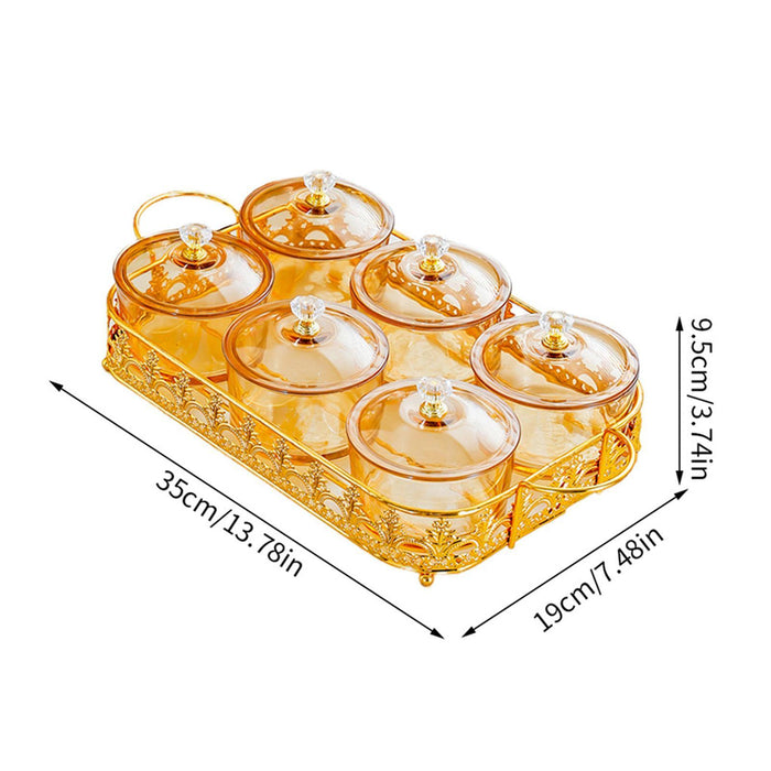 Crofta Dried Fruit Plate Multi Compartment Lightweight for Home Living Room Kitchen 6 trays