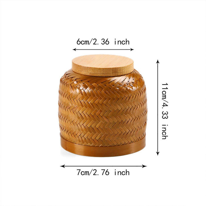 Crofta Woven Tea Container Traditional Portable Rattan Tea Jar for Coffee Sugar