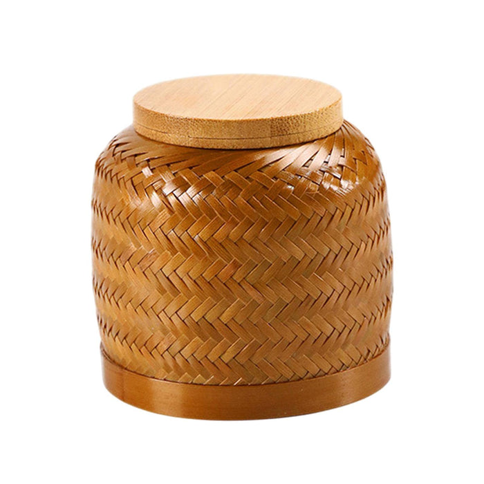 Crofta Woven Tea Container Traditional Portable Rattan Tea Jar for Coffee Sugar