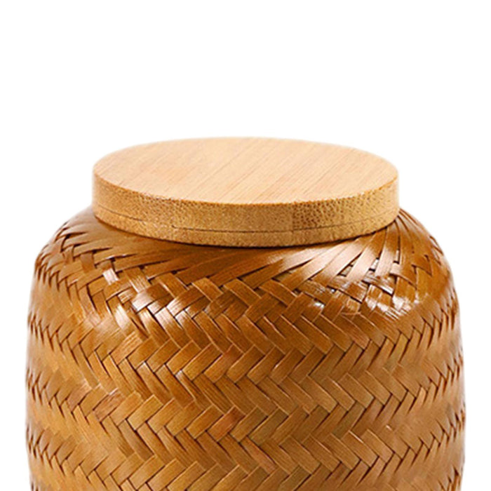 Crofta Woven Tea Container Traditional Portable Rattan Tea Jar for Coffee Sugar