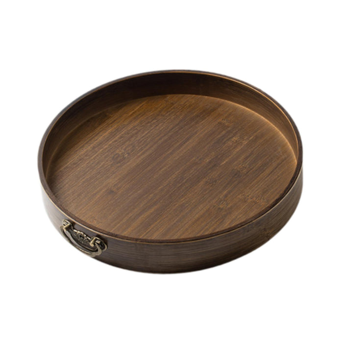 Crofta Round Serving Tray with Handles Jewelry Tray for Bathroom Living Room Office S