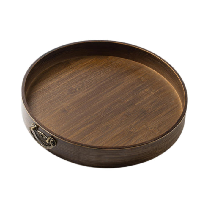 Crofta Round Serving Tray with Handles Jewelry Tray for Bathroom Living Room Office S