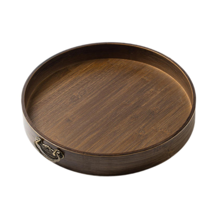 Crofta Round Serving Tray with Handles Jewelry Tray for Bathroom Living Room Office S