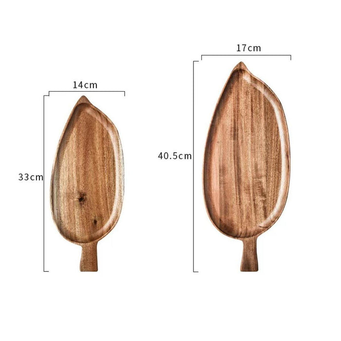 Crofta Wood Serving Tray Leaf Shaped Serving Decorative Tray for Cake Salad Wedding L