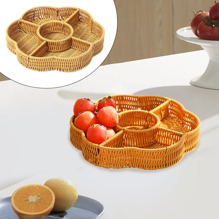 Crofta Dried Fruit Tray Multiuse Snack Serving Plate for Dining Room Desktops Party Yellow