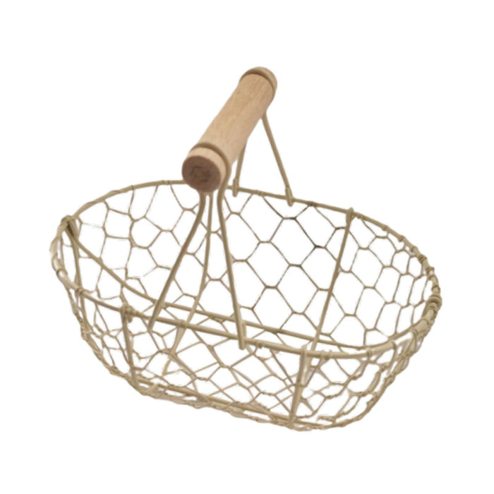 Crofta Wire Egg Basket Retro Rustic Iron Storage Basket for Farmhouse Tabletop Home White