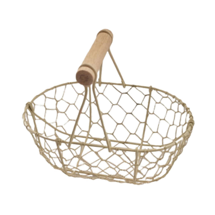 Crofta Wire Egg Basket Retro Rustic Iron Storage Basket for Farmhouse Tabletop Home White