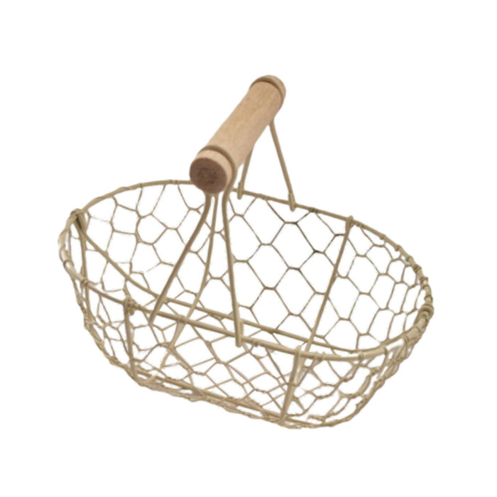 Crofta Wire Egg Basket Retro Rustic Iron Storage Basket for Farmhouse Tabletop Home White